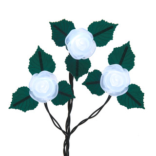 Thumbnail 2: Kurt Adler Kurt Adler UL 10-Light Cool Frost White Rose Light Set 