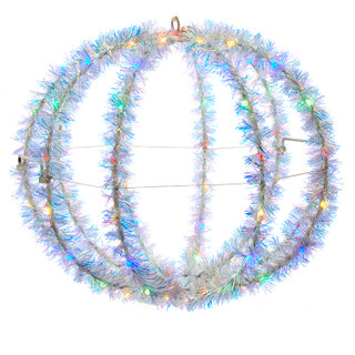 Thumbnail 2: Kurt Adler Kurt Adler 12 in. Multi-Color LED Tinsel Foldable Sphere 