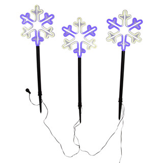 Thumbnail 2: Kurt Adler Kurt Adler 26-Inch Multi-Color LED Snowflake Yard Stake Set 