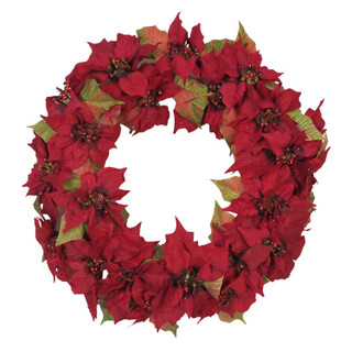 Thumbnail 2: Kurt Adler Kurt Adler 24-Inch Unlit Poinsettia Wreath 
