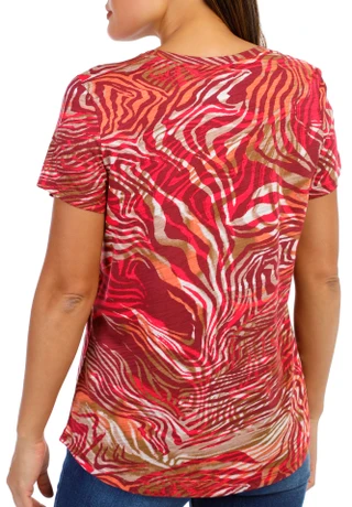 Thumbnail 3: Blue Sol Blue Sol Womens Zebra Swirl Luxey Scoop Top 