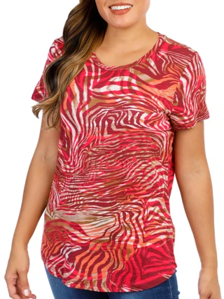 Thumbnail 1: Blue Sol Blue Sol Womens Zebra Swirl Luxey Scoop Top 