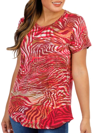 Thumbnail 4: Blue Sol Blue Sol Womens Zebra Swirl Luxey Scoop Top 