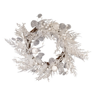 Thumbnail 2: Kurt Adler Kurt Adler 24-Inch Un-Lit Decorated White Rattan Wreat 