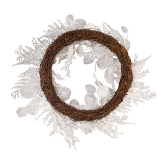 Thumbnail 4: Kurt Adler Kurt Adler 24-Inch Un-Lit Decorated White Rattan Wreat 
