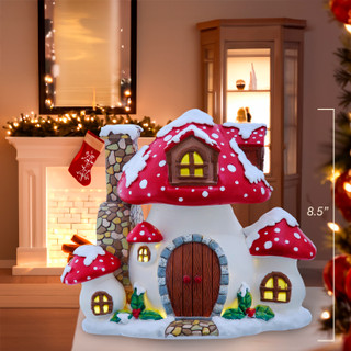 Thumbnail 18: Kurt Adler Kurt Adler 8.5-Inch Merry Little Mushroom Cottage 
