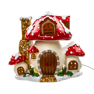 Thumbnail 2: Kurt Adler Kurt Adler 8.5-Inch Merry Little Mushroom Cottage 