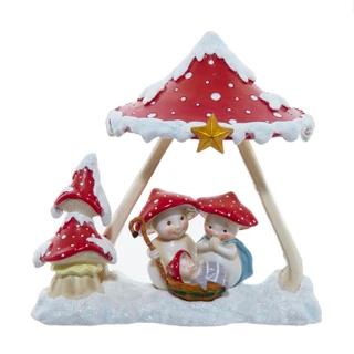 Thumbnail 2: Kurt Adler Kurt Adler 7.3-Inch Merry Little Mushroom Nativity 