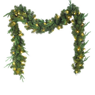 Thumbnail 2: Kurt Adler Kurt Adler 9-Foot LED Sierra Green Garland 
