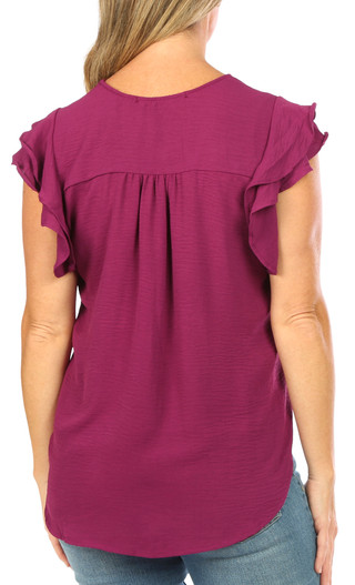 Thumbnail 4: Blue Sol Blue Sol Womens Air Flutter Sleeve V-Neck Top 