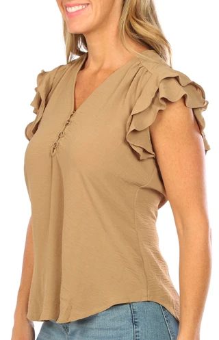 Thumbnail 6: Blue Sol Blue Sol Womens Air Flutter Burnout V-Neck Top 