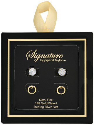 Thumbnail 6: Signature Signature Duo Rhinestone Stud Earrings 