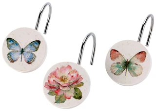 Thumbnail 1: AVANTI Avanti Butterfly Garden 12-pc Shower Curtain Hooks 