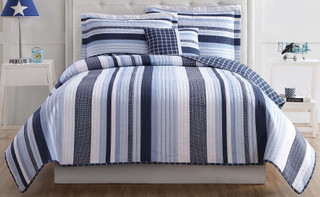 Thumbnail 3: My World My World Kids Mason Stripe Quilt Set 