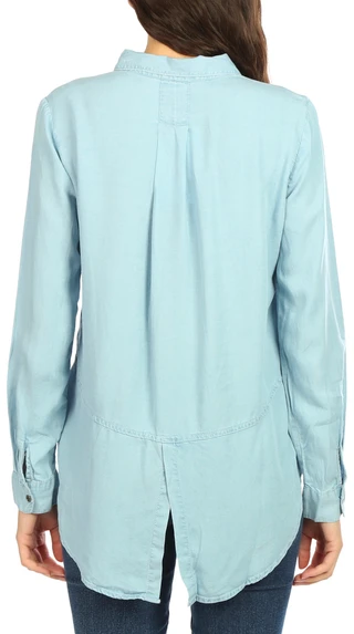 Thumbnail 4: Blue Sol Blue Sol Womens Solid Button Down Denim Top 