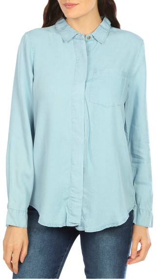 Thumbnail 1: Blue Sol Blue Sol Womens Solid Button Down Denim Top 