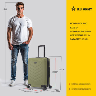 Thumbnail 36: US ARMY U.S. ARMY FOX PRO 24 in. TSA Lock Check In Luggage 