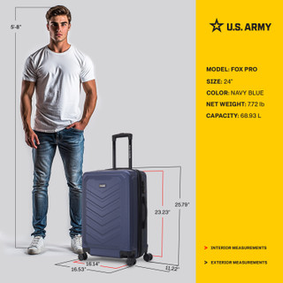 Thumbnail 36: US ARMY U.S. ARMY FOX PRO 24 in. TSA Lock Check In Luggage 