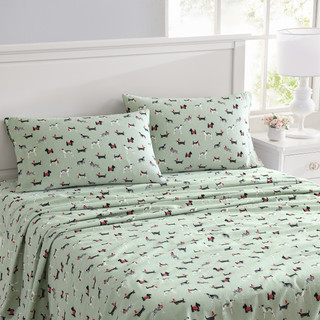 Thumbnail 10: Laura Ashley Laura Ashley Holiday Pups Cotton Flannel Sheet Set 
