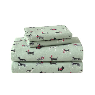 Thumbnail 5: Laura Ashley Laura Ashley Holiday Pups Cotton Flannel Sheet Set 