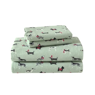Thumbnail 1: Laura Ashley Laura Ashley Holiday Pups Cotton Flannel Sheet Set 