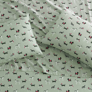 Thumbnail 15: Laura Ashley Laura Ashley Holiday Pups Cotton Flannel Sheet Set 