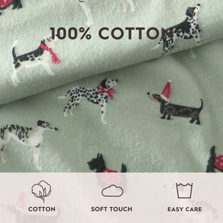 Thumbnail 34: Laura Ashley Laura Ashley Holiday Pups Cotton Flannel Sheet Set 