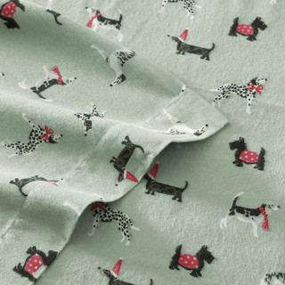 Thumbnail 19: Laura Ashley Laura Ashley Holiday Pups Cotton Flannel Sheet Set 