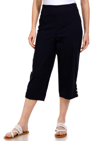 Thumbnail 1: Coral Bay Coral Bay Petite 20 in Pearl Button Capris Pants 