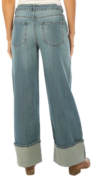 Thumbnail 4: Madden Girl Madden Girl Juniors Denim Wide Leg Cuff Jeans 