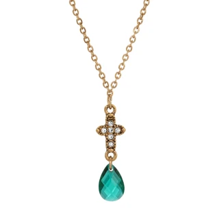 Thumbnail 1: SYMBOLS OF FAITH Cross Briolette Drop Necklace 