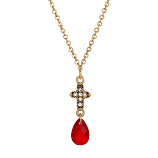 Thumbnail 2: SYMBOLS OF FAITH Cross Briolette Drop Necklace 