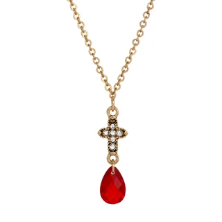 Thumbnail 1: SYMBOLS OF FAITH Cross Briolette Drop Necklace 