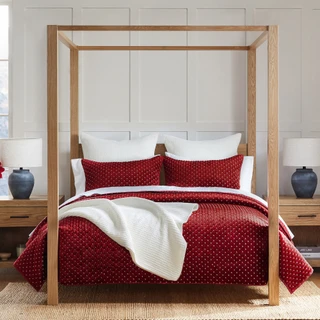 Thumbnail 4: Levtex Home Levtex Home Cross Stitch Velvet Red Reversible Quilt Set 