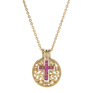 Thumbnail 1: SYMBOLS OF FAITH Birthstone Crystal Cross Necklace 