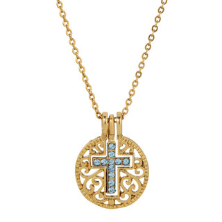 Thumbnail 1: SYMBOLS OF FAITH Birthstone Crystal Cross Necklace 