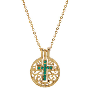 Thumbnail 2: SYMBOLS OF FAITH Birthstone Crystal Cross Necklace 