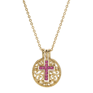 Thumbnail 2: SYMBOLS OF FAITH Birthstone Crystal Cross Necklace 