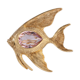 Thumbnail 2: 1928 Jewelry Gold Tone Colored Crystal Fish Pin 