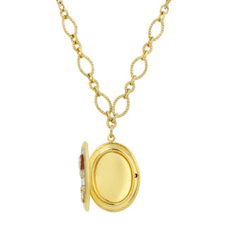 Thumbnail 4: 1928 Jewelry Vintage Gold Tone Carnelian Cameo Locket Necklace 