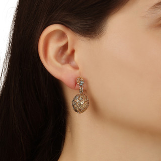 Thumbnail 2: 1928 Jewelry Filigree Oval Bead Clip On Earrings 