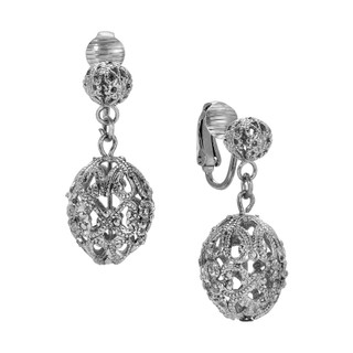 Thumbnail 2: 1928 Jewelry Filigree Oval Bead Clip On Earrings 