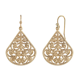 Thumbnail 2: 1928 Jewelry Vintage Filigree Teardrop Earrings 