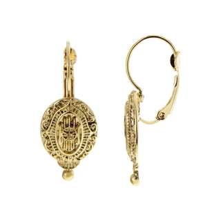 Thumbnail 2: 1928 Jewelry Vintage Gold Tone Oval Drop Earrings 