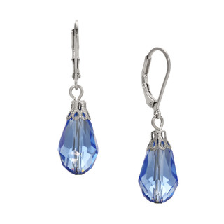 Thumbnail 1: 1928 Jewelry Vintage Faceted Color Teardrop Leverback Dangle Earrings 