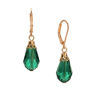 Thumbnail 2: 1928 Jewelry Vintage Faceted Color Teardrop Leverback Dangle Earrings 