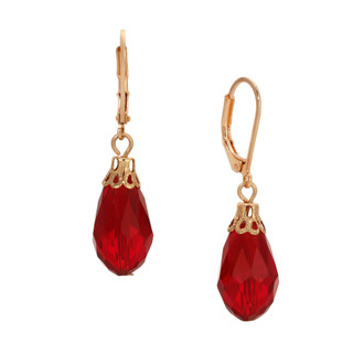 Thumbnail 2: 1928 Jewelry Vintage Faceted Color Teardrop Leverback Dangle Earrings 