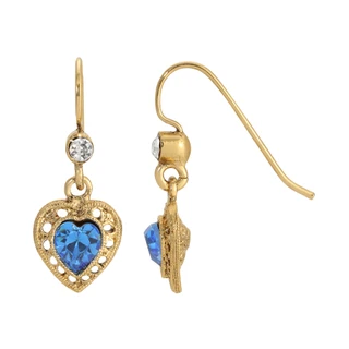 Thumbnail 1: 1928 Jewelry Vintage Goldtone Crystal Drop Heart Earrings 