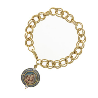 Thumbnail 2: SYMBOLS OF FAITH 14K Gold-Dipped Mary Child Charm Bracelet 