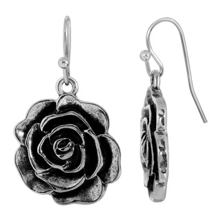 Thumbnail 2: 1928 Jewelry Vintage Silvertone Flower Drop Earrings 
